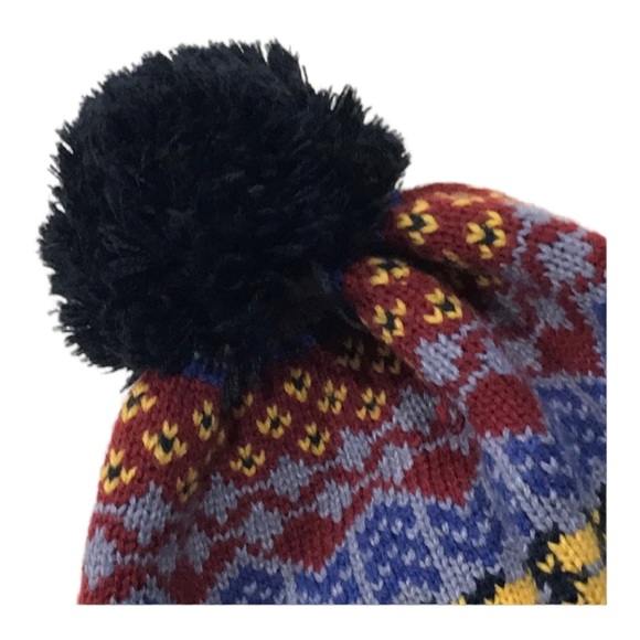 GOOD FELLOWS Knit cap Gray Burgundy Gold Black Ski Cap One size - Picture 4 of 6